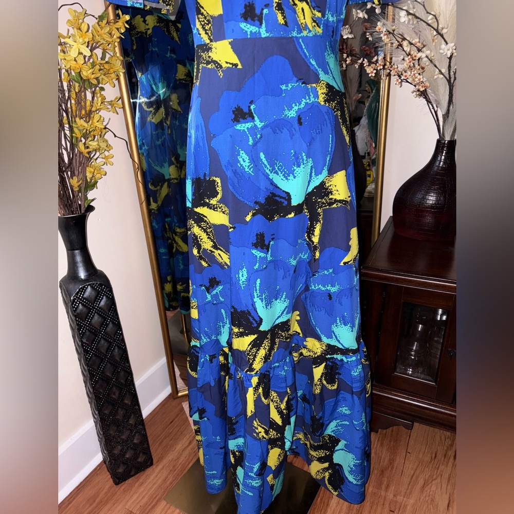 Christopher John Rogers Floral print tiered maxi dress Puff Sleeve Size 6 NWOT - Picture 6 of 16
